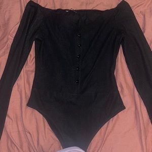 Black off the shoulder bodysuit
